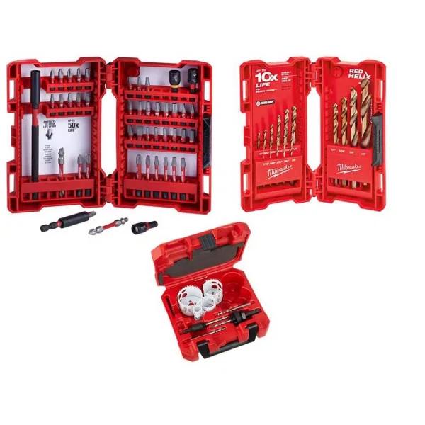 Milwaukee SHOCKWAVE 68-Piece Impact Duty Driver Bit, Cobalt Drill Bit, and Carbide Hole Saw Set