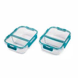 Manna TruDivide 46 oz. Glass Food Storage Container with 2-Compartment Leakproof Lid (2-Pack) thumbnail 1