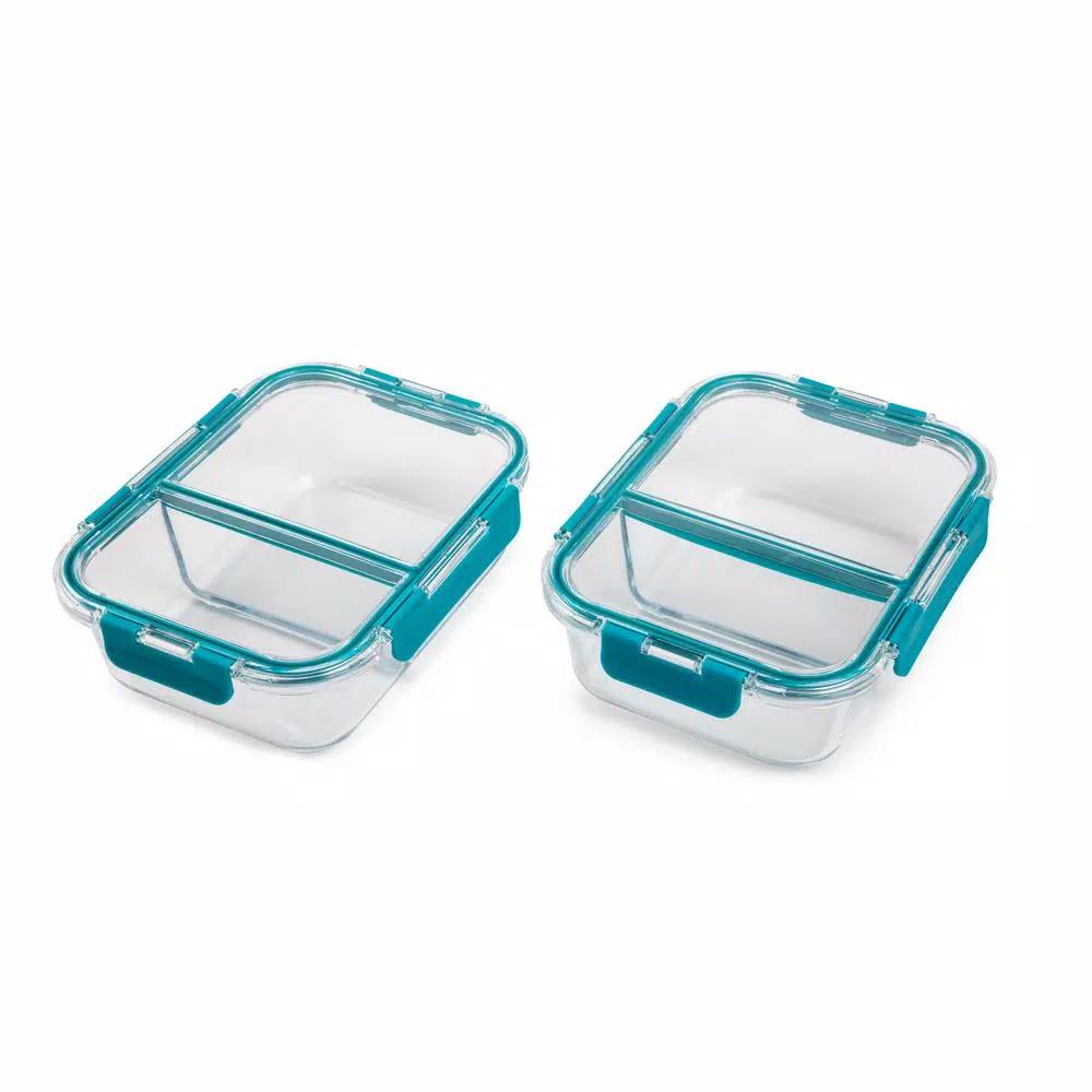 Manna TruDivide 46 oz. Glass Food Storage Container with 2-Compartment Leakproof Lid (2-Pack)