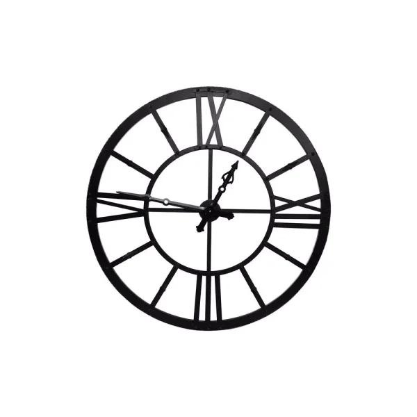 3R Studios Black Metal Framed Oversized Wall Clock with Roman Numerals