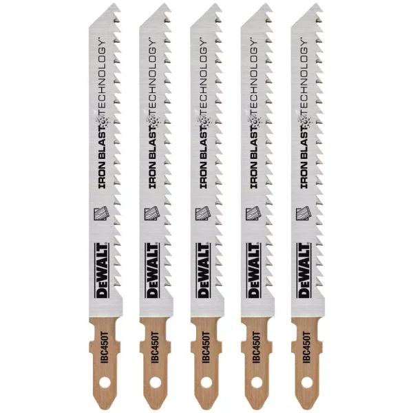 DEWALT 4 in. 10 TPI T-Shank Wood Cutting Jig Saw Blades, 5-Pack