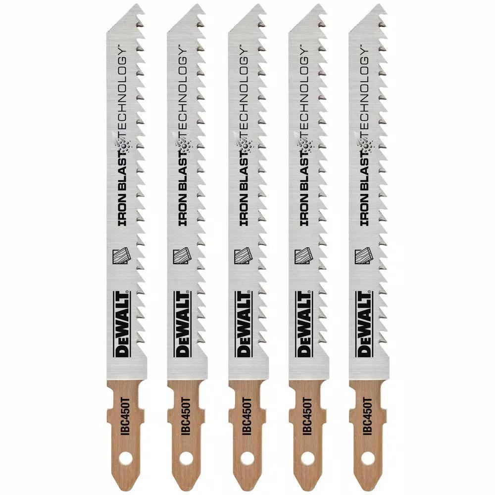 DEWALT 4 in. 10 TPI T-Shank Wood Cutting Jig Saw Blades, 5-Pack