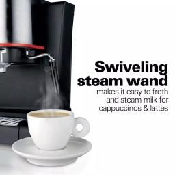 Hamilton Beach 2-Cup Espresso and Cappuccino Maker with Milk Frother, 15 Bar Pump, Black/Stainless Steel thumbnail 4