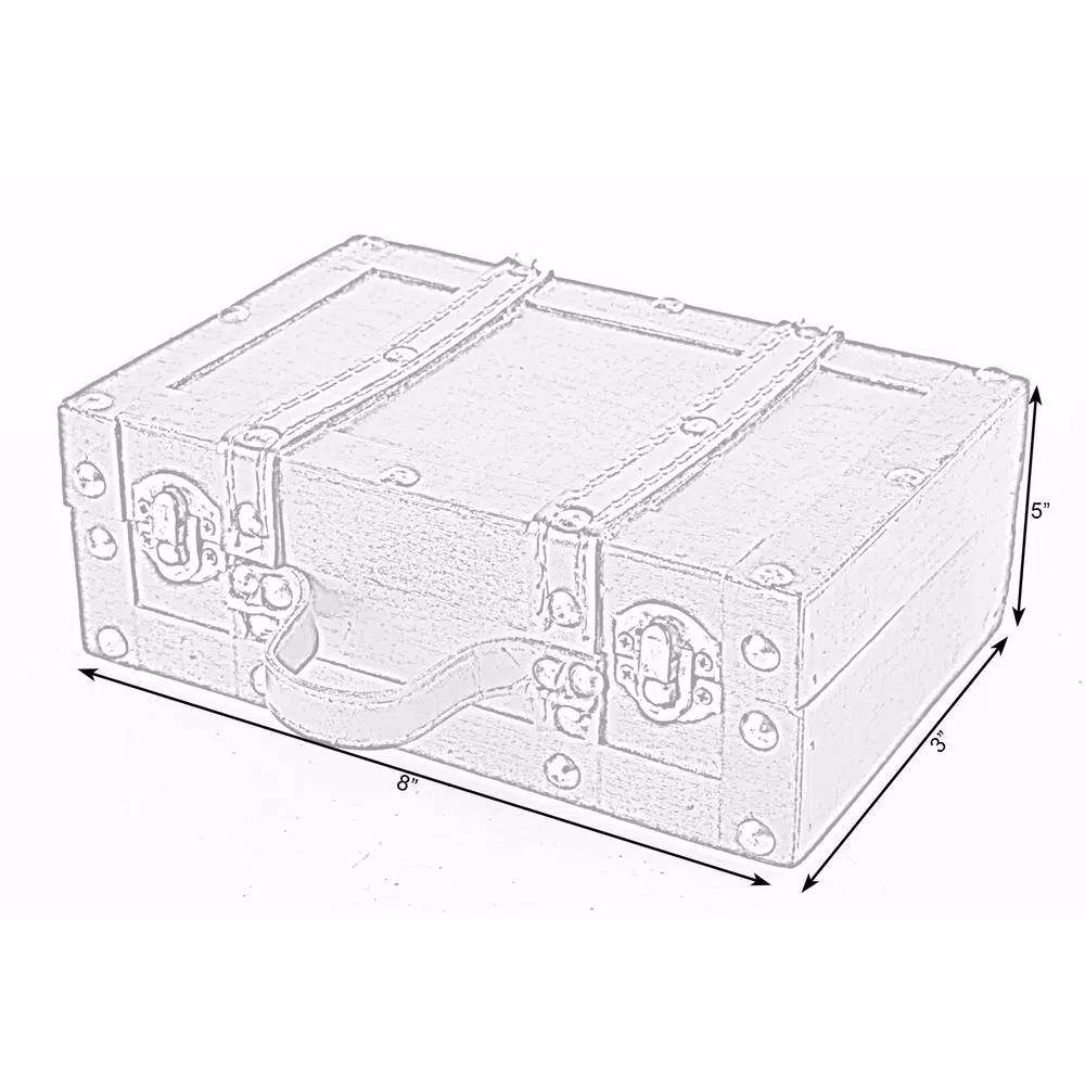Vintiquewise Antique Style Small Wooden Suitcase Decorative Box with Leather Straps and Cherry Finish
