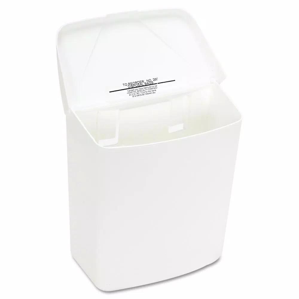 HOSPECO Wall Mount Sanitary Napkin Receptacle, White ABS Plastic, 1 Gallon