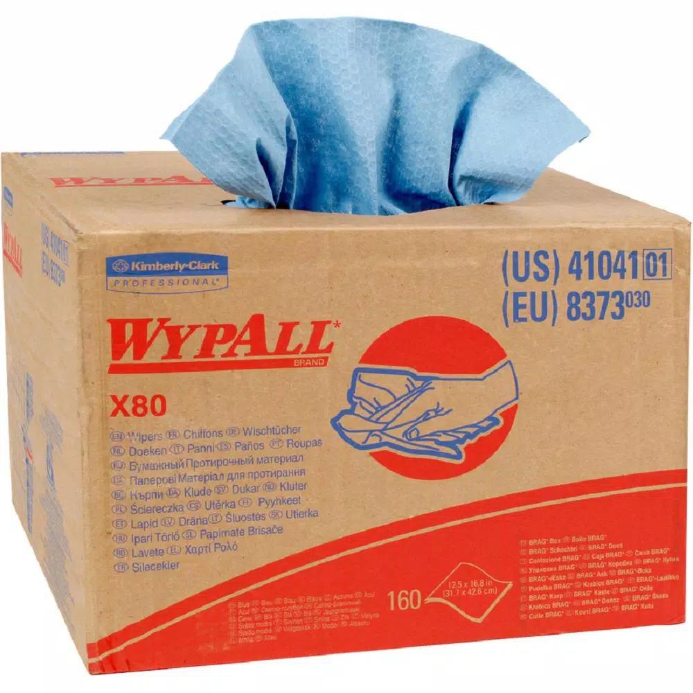 WYPALL X80 Blue Wipers Brag Box, 160-Count Heavy-Duty Cloth Towels
