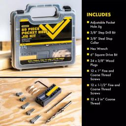 General Tools Pocket Hole Jig Kit with Screws and Dowels, 89-Piece Set thumbnail 5