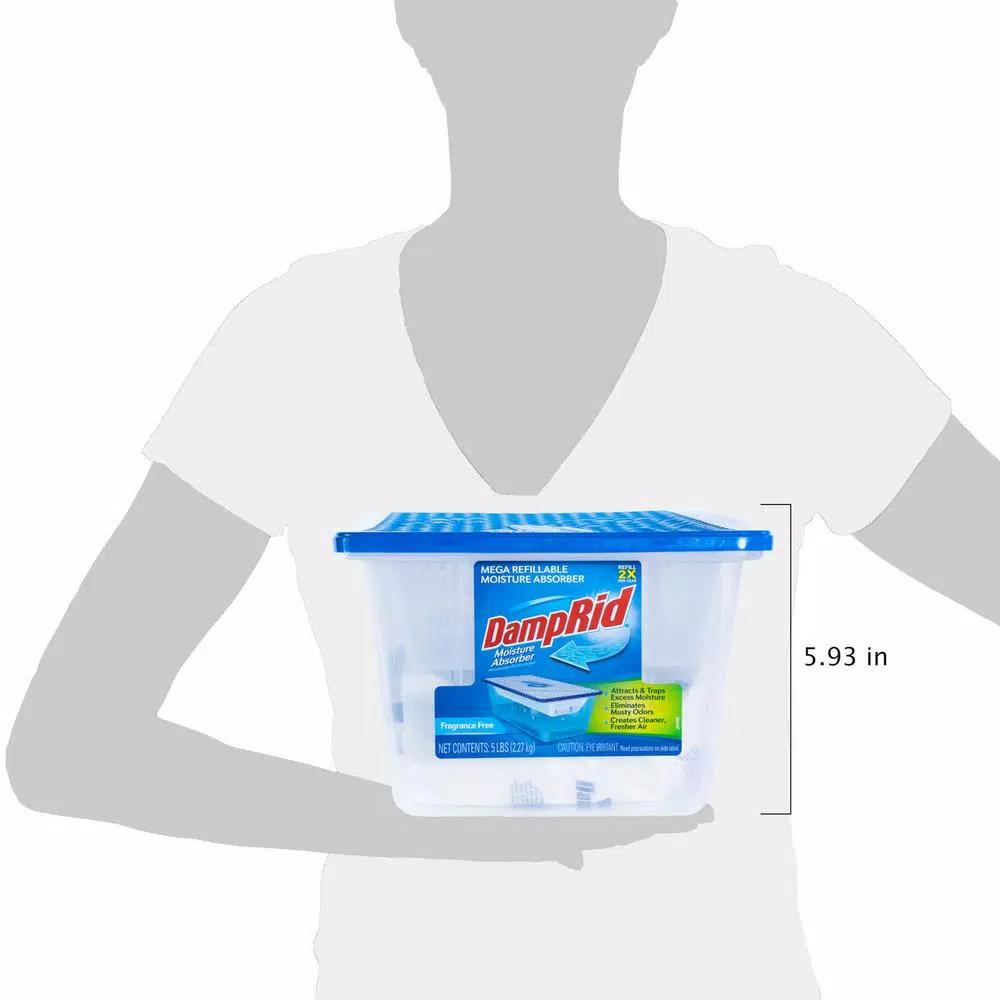 DampRid 5 lb. Refillable Moisture Absorber, Fragrance Free Dehumidifier & Odor Eliminator