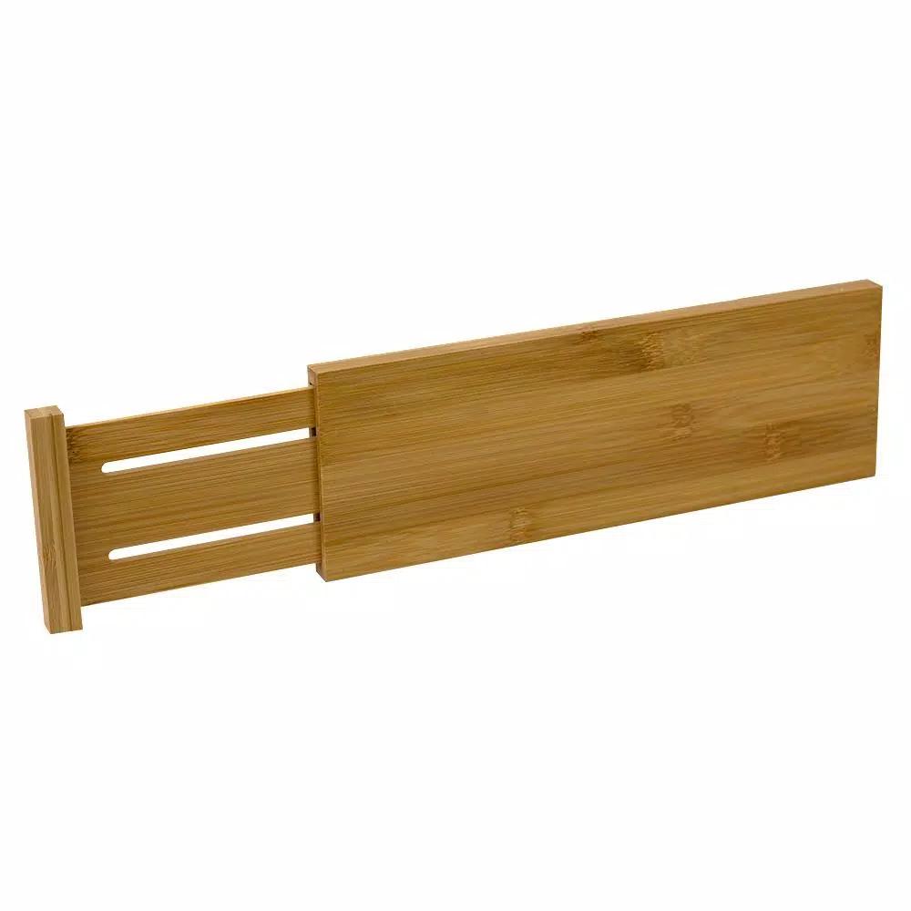 Unbranded Natural Bamboo Drawer Organizer Divider - 12.5 in. x 4 in. Tension Spring Partition