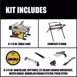 DEWALT 8-1/4 in. 15 Amp Corded Compact Jobsite Table Saw with Bonus Stand thumbnail 2