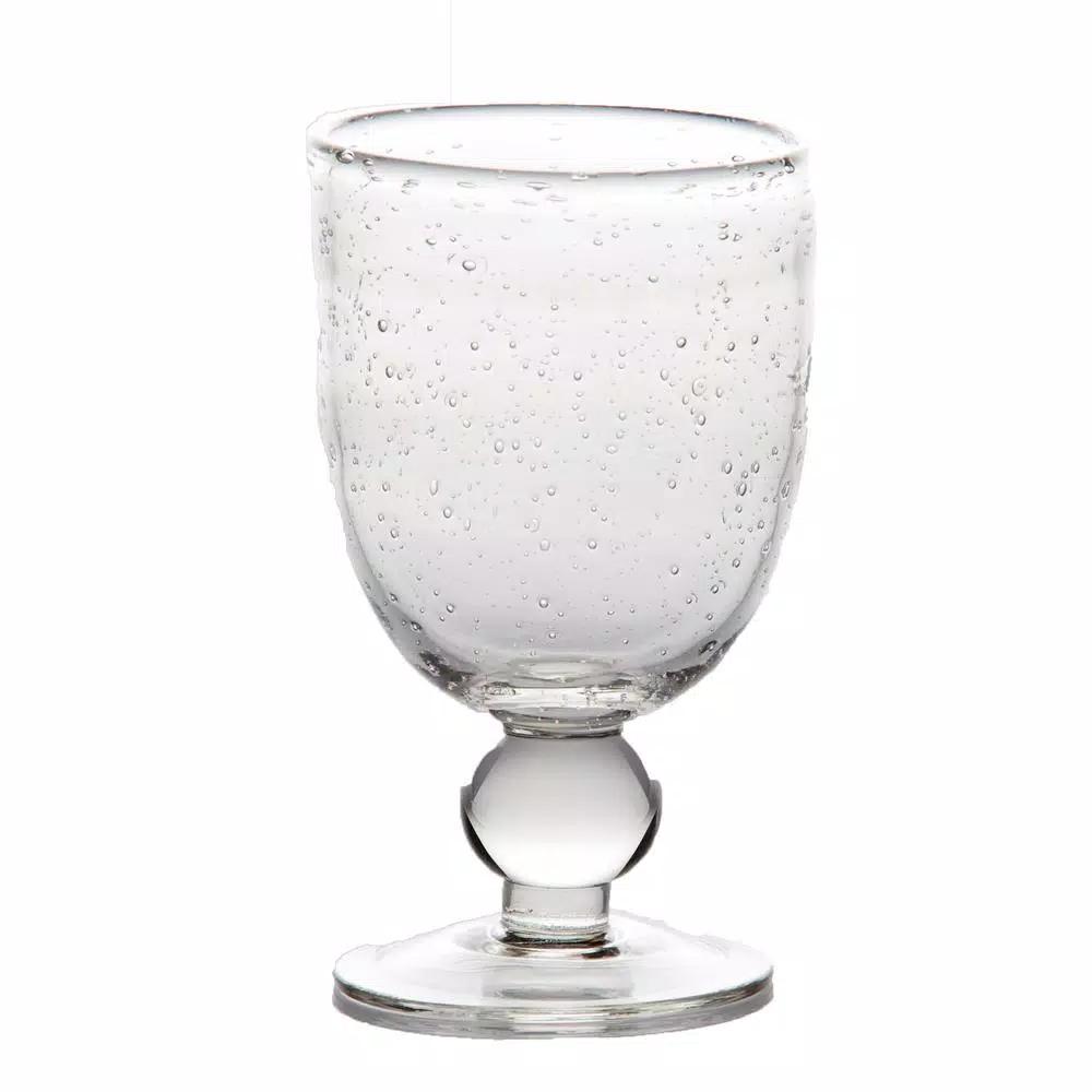 Abigails St. Remy 8 oz. Bubble Wine Glass Set of 4, Mouth-Blown Handmade Glass