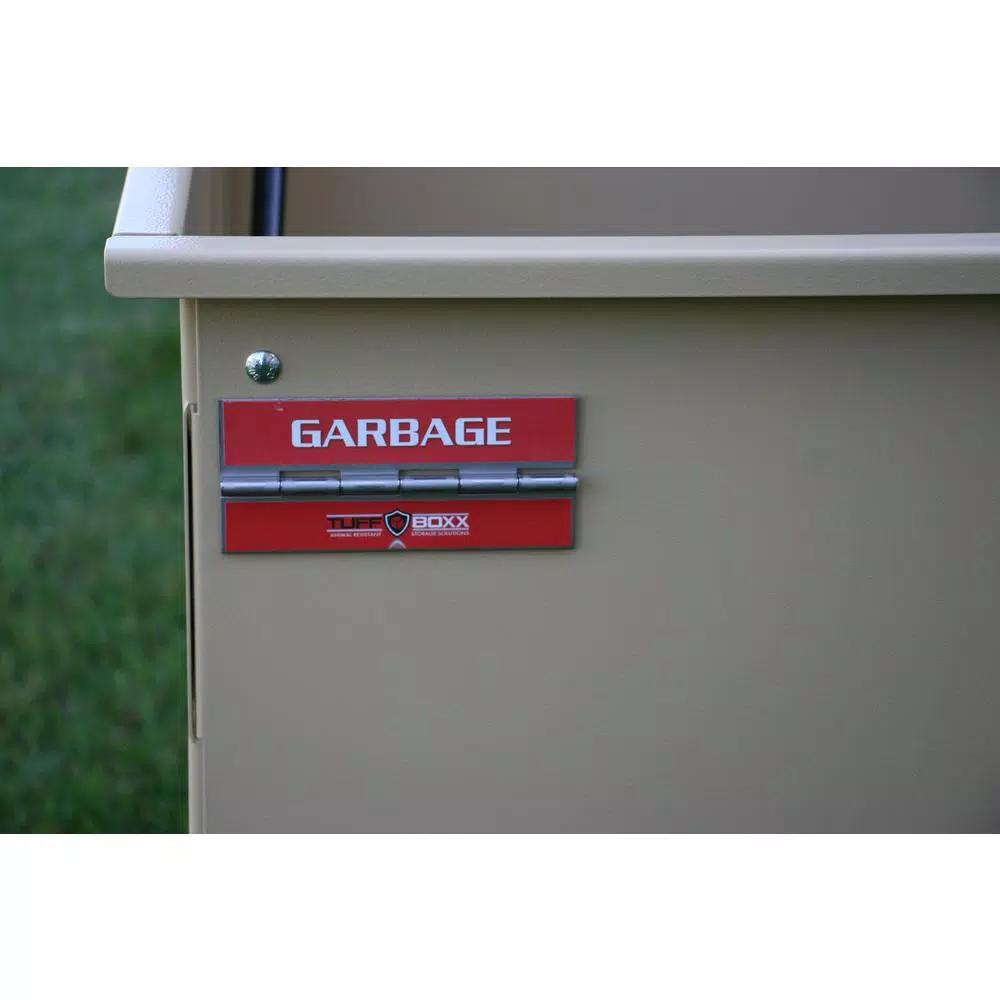 Unbranded TuffBoxx BRUIN Series 100 Gallon Bear-Proof Galvanized Metal Trash Can, Beige