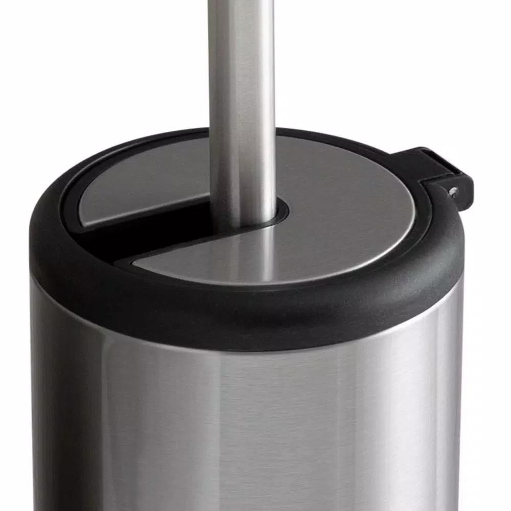 Bath Bliss Stainless Steel Toilet Brush and Holder Set with Self-Closing Lid
