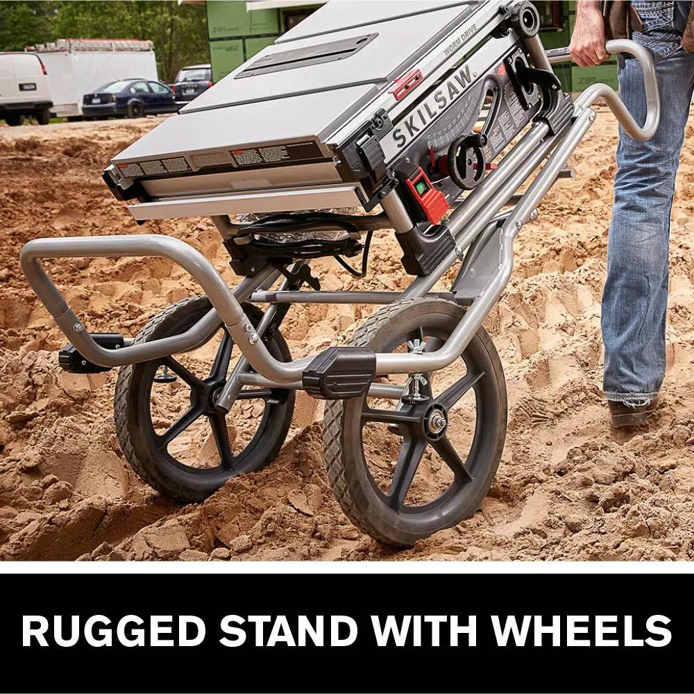 SKILSAW 10 in. Heavy-Duty Worm Drive Table Saw with Stand and Diablo Blade, 15 Amp Corded Electric