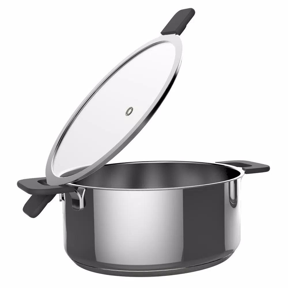 Ozeri 6-Piece Stainless Steel Induction Cookware Set with Patent-Pending Hands-Free Straining Glass Lids