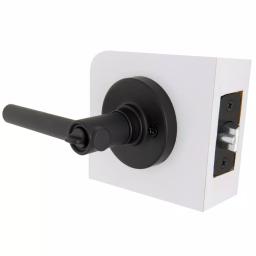 Defiant Highland Matte Black Keyed Entry Door Lever with Round Rose thumbnail 5