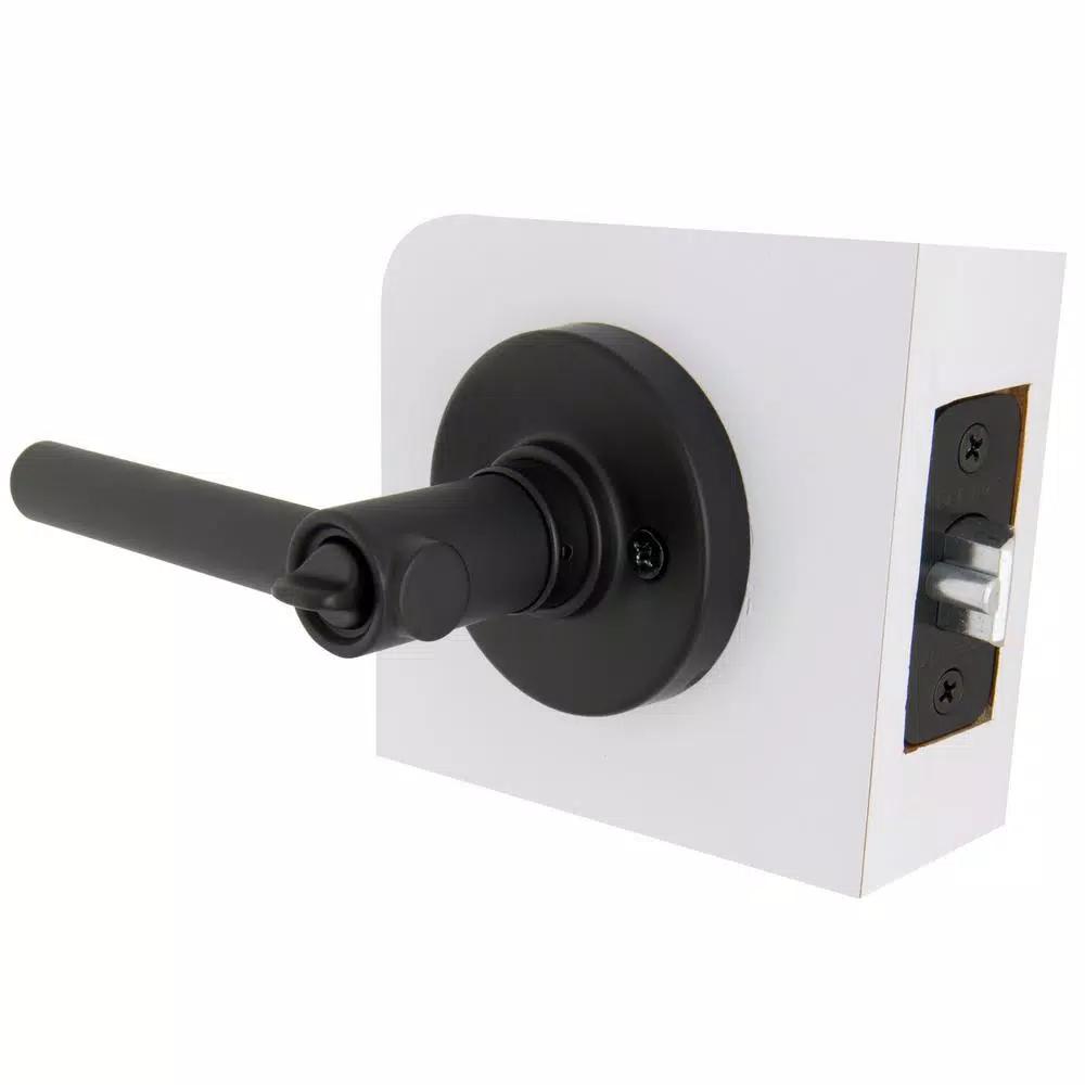 Defiant Highland Matte Black Keyed Entry Door Lever with Round Rose