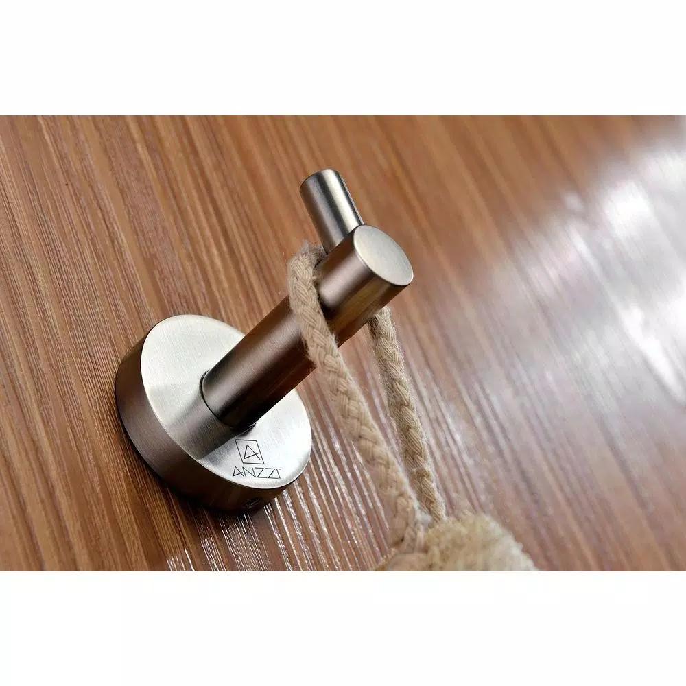 ANZZI Caster Series Single Robe Hook, Brushed Nickel, Wall Mounted