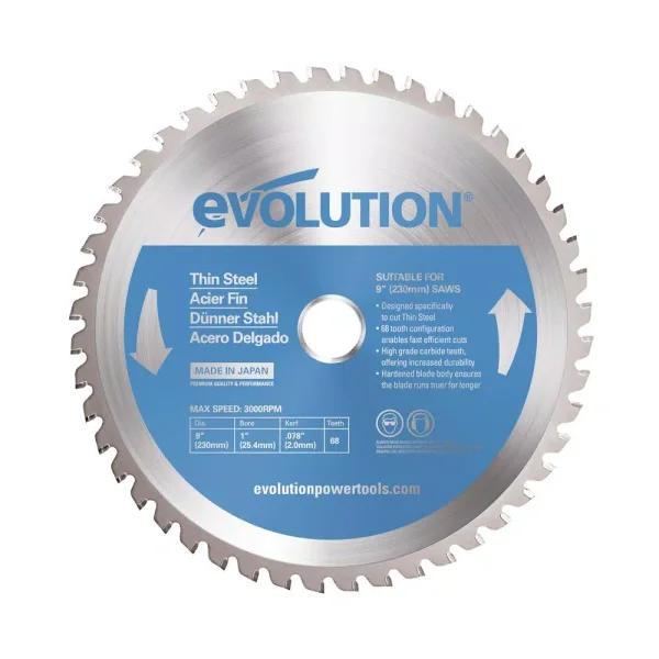 Evolution Power Tools Evolution 9 in. 68-Teeth Carbide Metal Cutting Saw Blade for Thin Steel