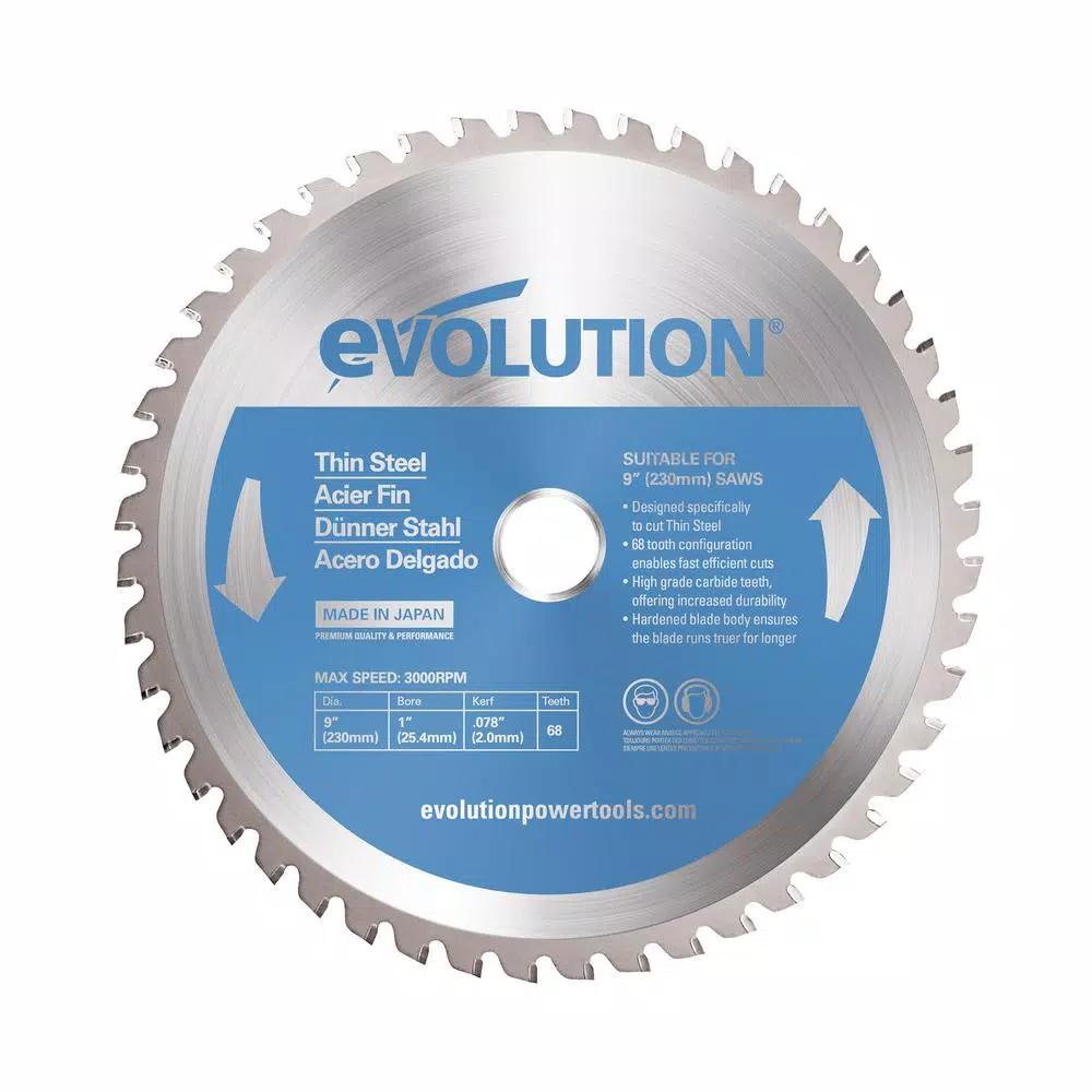 Evolution Power Tools Evolution 9 in. 68-Teeth Carbide Metal Cutting Saw Blade for Thin Steel