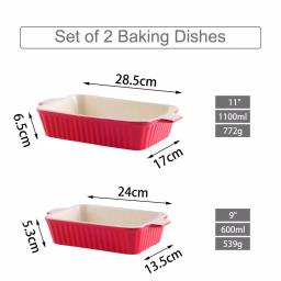 MALACASA Red Porcelain Bakeware Set - 2-Piece Rectangle Ceramic Baking Dishes (9 in. and 11 in.) thumbnail 2