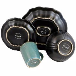 Elama Mystic Waves 16-Piece Modern Blue Stoneware Dinnerware Set, Service for 4 thumbnail 4
