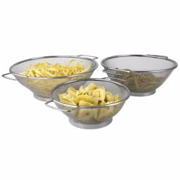 Home Basics 3-Piece Stainless Steel Mesh Colander Set, Gray thumbnail 4