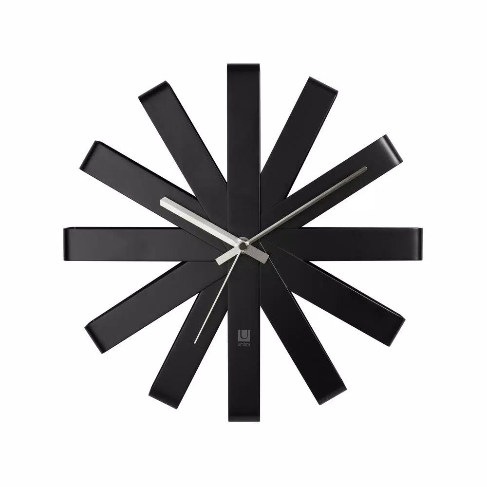 Umbra Ribbon 12 in. Black Metal Wall Clock - Modern Analog Decor