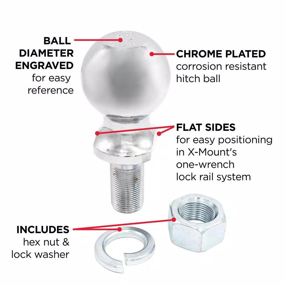 TowSmart 6,000 lb. Capacity Chrome Hitch Ball, 2-5/16 in. Diameter, 1 in. x 2 in. Shank