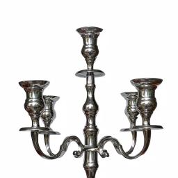 Benjara 48-Inch Silver Handcrafted Aluminum 5-Arm Candelabra with Fluted Tops thumbnail 4