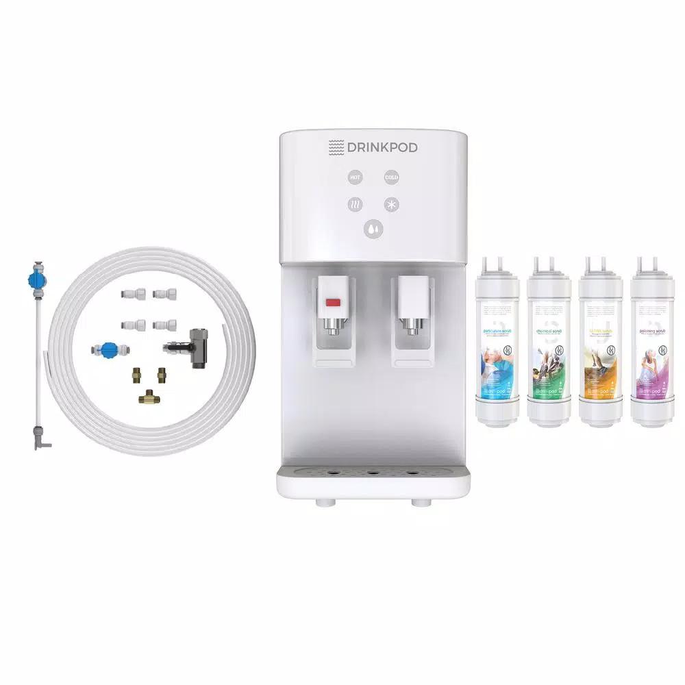 DRINKPOD 2000 Series Bottleless Water Filtration Cooler, 4-Stage Purification, White