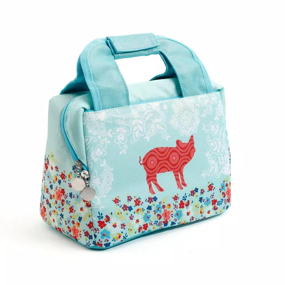 Urban Market Life on the Farm Pig Design 10.25 in. Polyester Lunch Bag