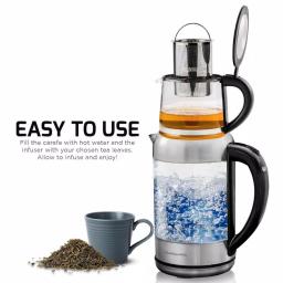 Ovente KG612S 1.7L Glass Electric Kettle with ProntoFill Technology and Reusable Teapot Infuser, Silver thumbnail 2