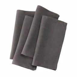 Manor Luxe Classic 100% Linen Napkins, Dark Gray (Set of 4) thumbnail 2