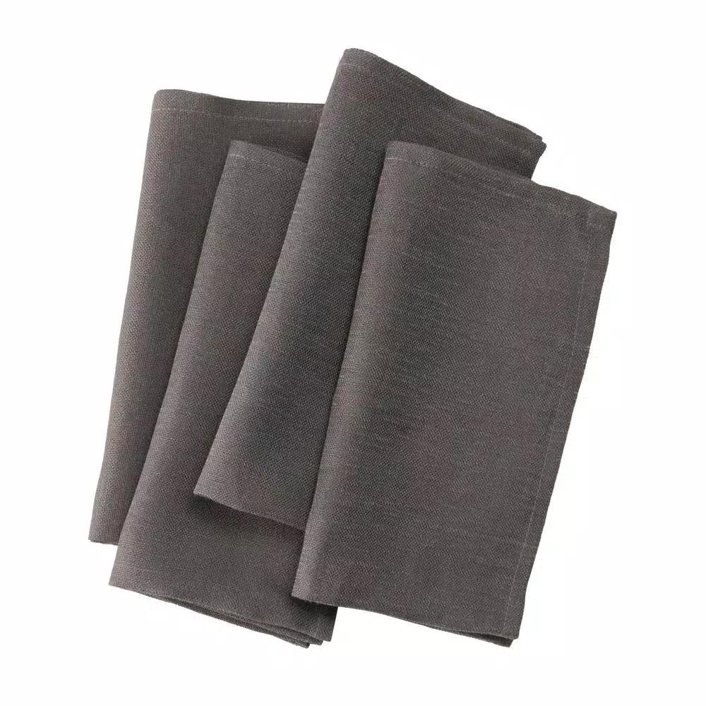 Manor Luxe Classic 100% Linen Napkins, Dark Gray (Set of 4)