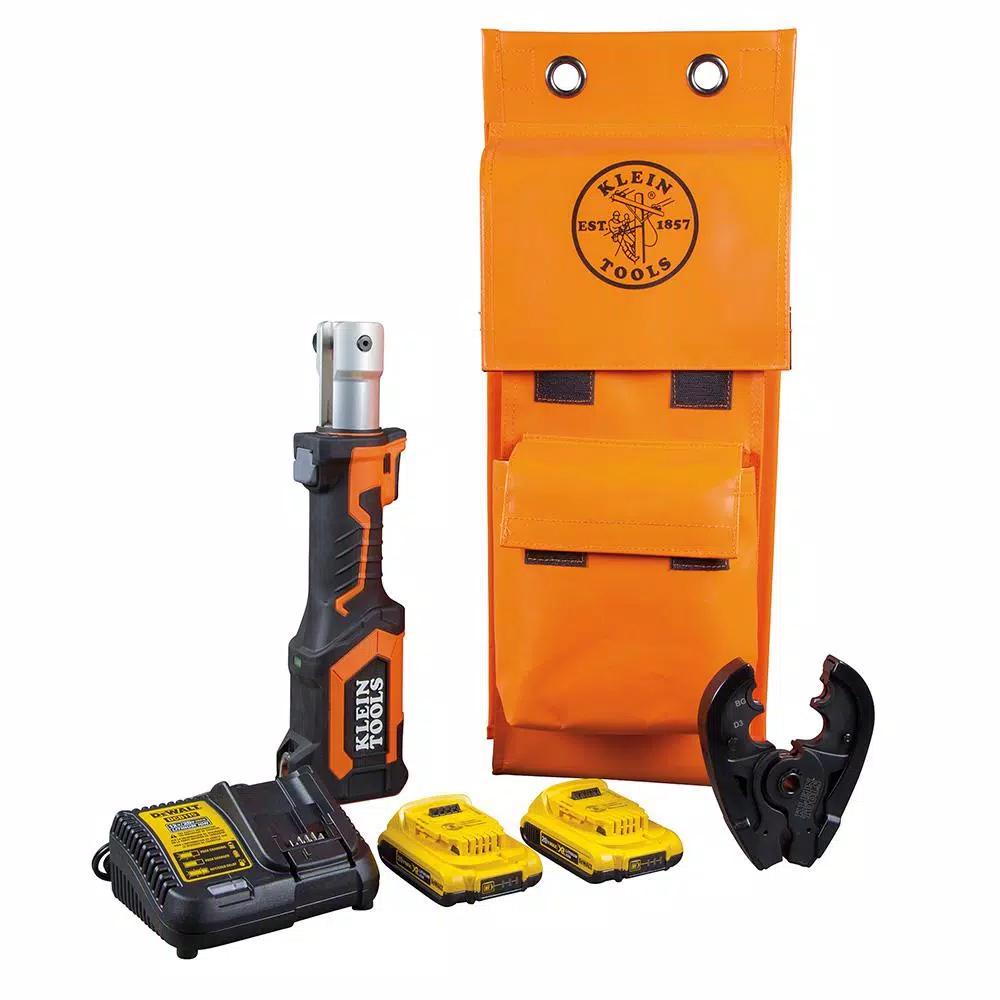 Klein Tools Battery-Operated BG Die/D3 Groove Cable Crimper Kit with 20V Dewalt Batteries