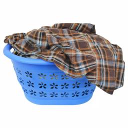 Southern Homewares Collapsible Laundry Basket, Space-Saving Plastic & Silicone Hamper, Blue thumbnail 5
