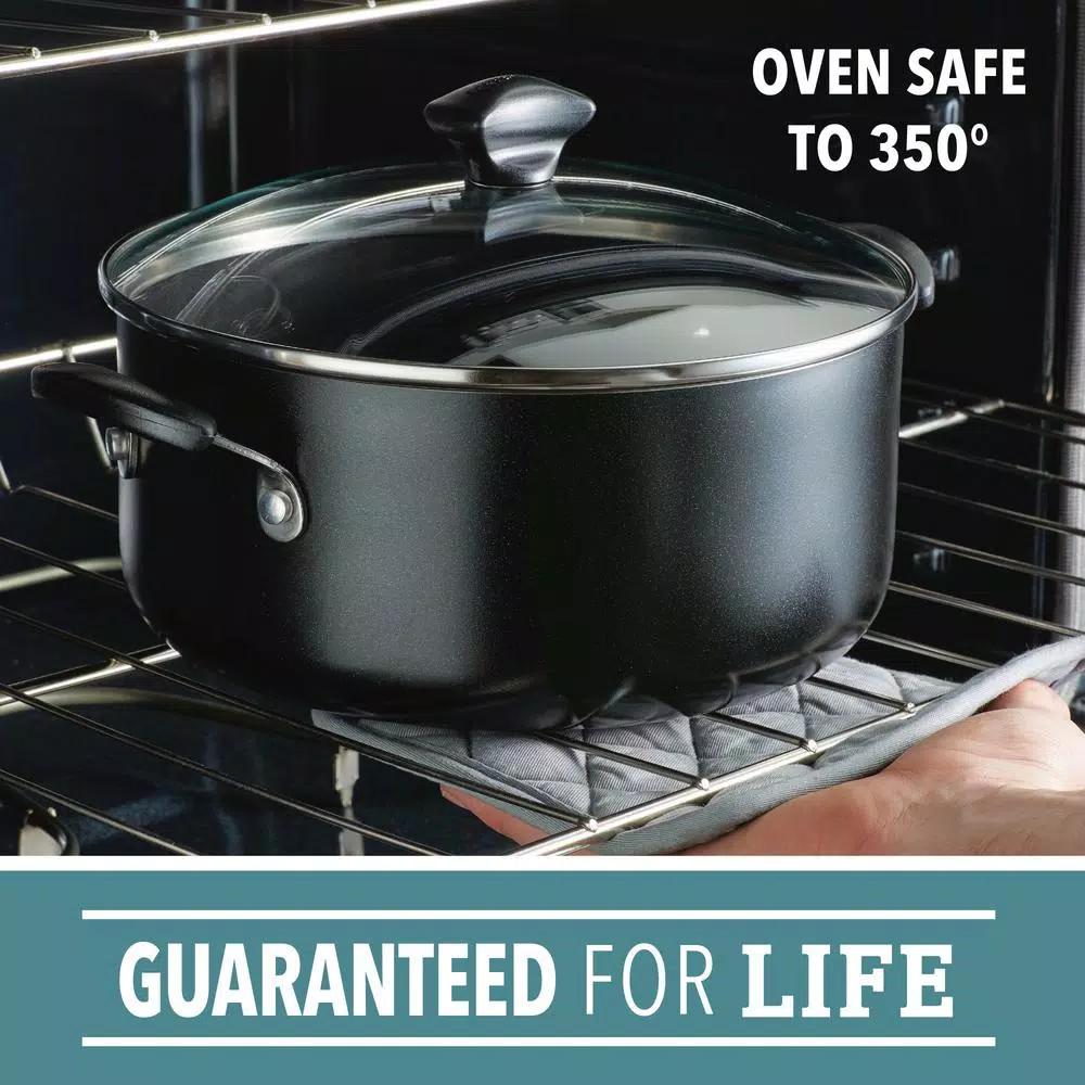 Farberware Cookstart 15-Piece DiamondMax Nonstick Aluminum Cookware Set, Black