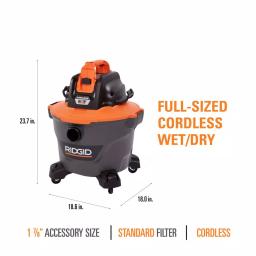 RIDGID 9 Gal. Cordless Wet/Dry Shop Vacuum Kit with (2) 18V OCTANE 3.0 Ah Lithium-Ion Batteries and Charger thumbnail 4