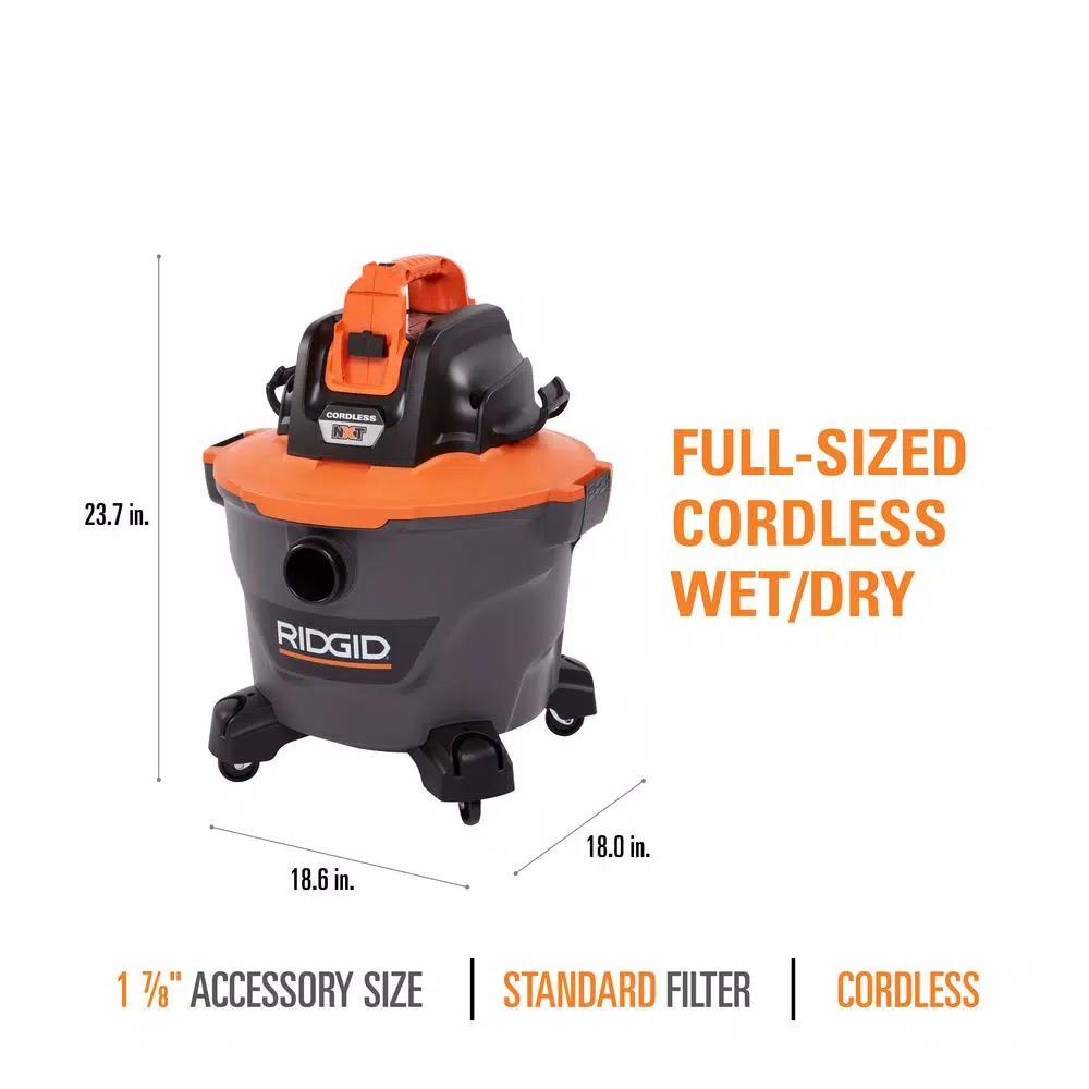 RIDGID 9 Gal. Cordless Wet/Dry Shop Vacuum Kit with (2) 18V OCTANE 3.0 Ah Lithium-Ion Batteries and Charger