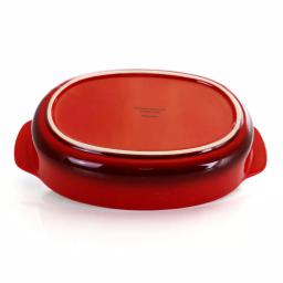 Gibson 2.5 Qt. Red Stoneware Oval Baking Pan thumbnail 2