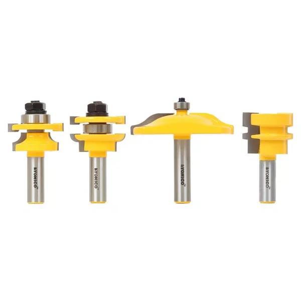 Yonico 4-Piece Raised Panel Cabinet Door Router Bit Set, 1/2 in. Shank, Carbide Tipped
