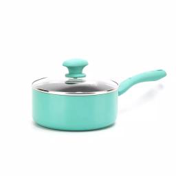 GreenLife Diamond 2.5 qt. Aluminum Ceramic Nonstick Sauce Pan with Glass Lid, Turquoise thumbnail 1