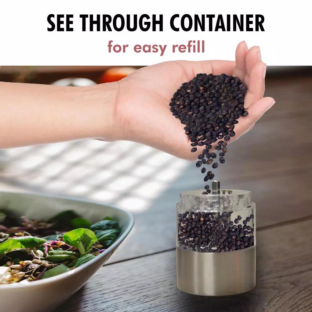 iTouchless Brushed Stainless Steel Electronic Salt and Pepper Mill Set, 2-Pack