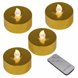 LUMABASE Gold Extra Large LED Tea Light Candles with Remote Control and Dual Timers, 4-Count thumbnail 1