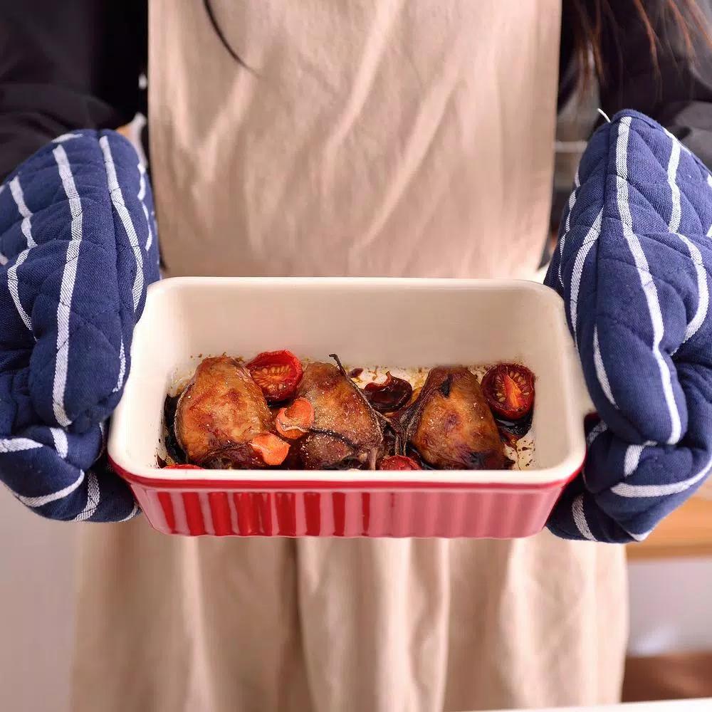 MALACASA Red Porcelain Bakeware Set - 2-Piece Rectangle Ceramic Baking Dishes (9 in. and 11 in.)