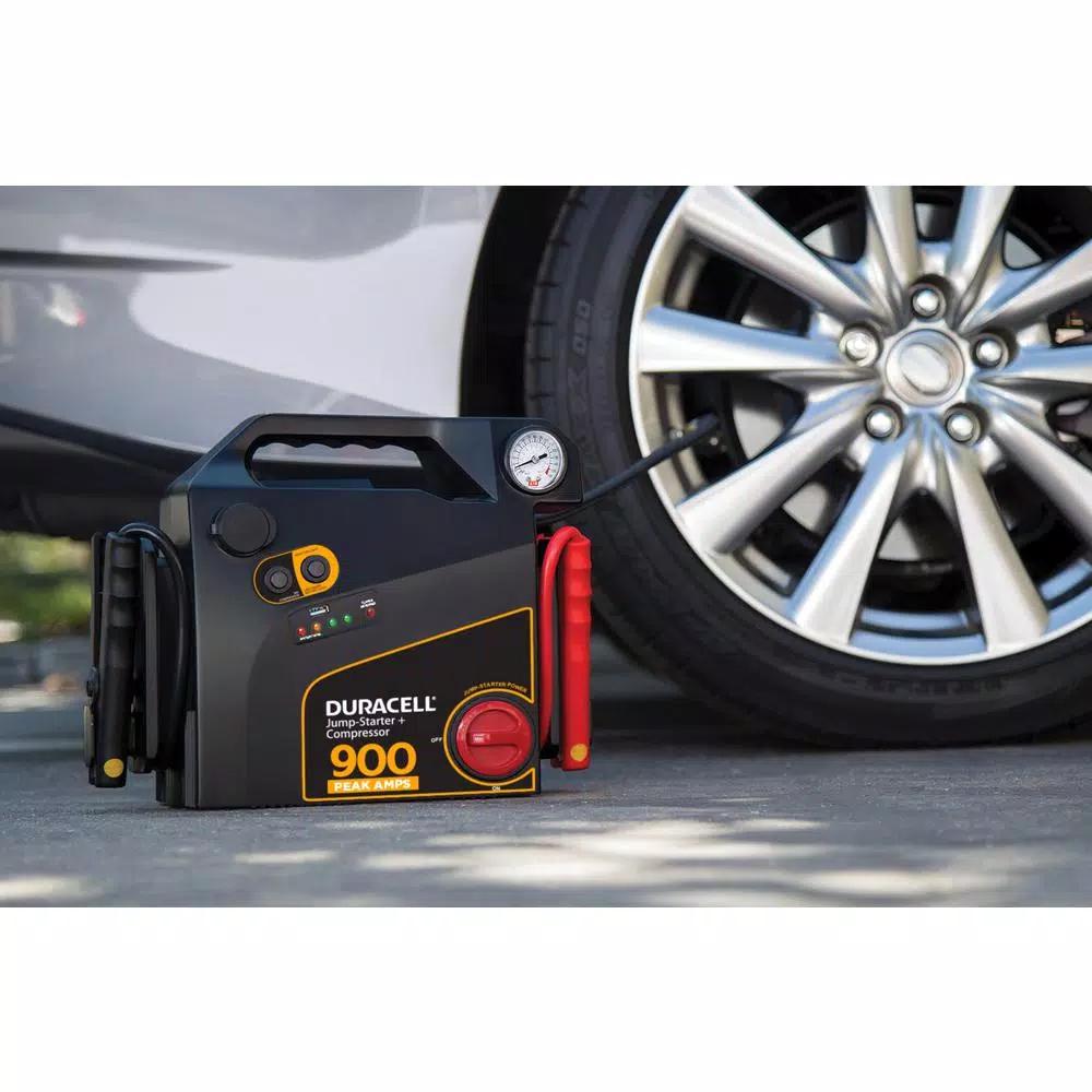Duracell 900 Amp Peak Emergency Jump Starter with Integrated Air Compressor