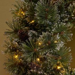 Noble House 24 in. Pre-Lit LED Artificial Christmas Wreath with Flocked Snow, Glitter, and Pinecones thumbnail 2