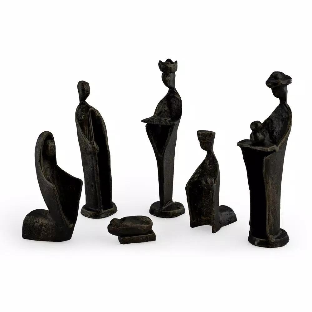 Danya B Nativity Set Cast Iron Sculptures, Family and Kings (Set of 7)
