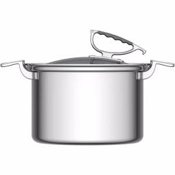 CookCraft by Candace 8 qt. Tri-Ply Stainless Steel Stock Pot with Patented Latch Glass Lid thumbnail 7